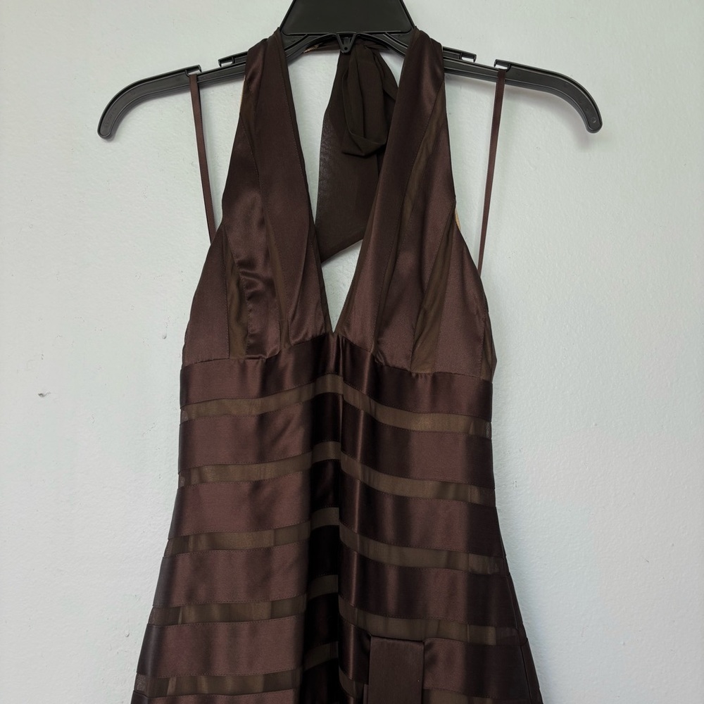 BCBGMaxAzria Chocolate Brown Halter Maxi Dress